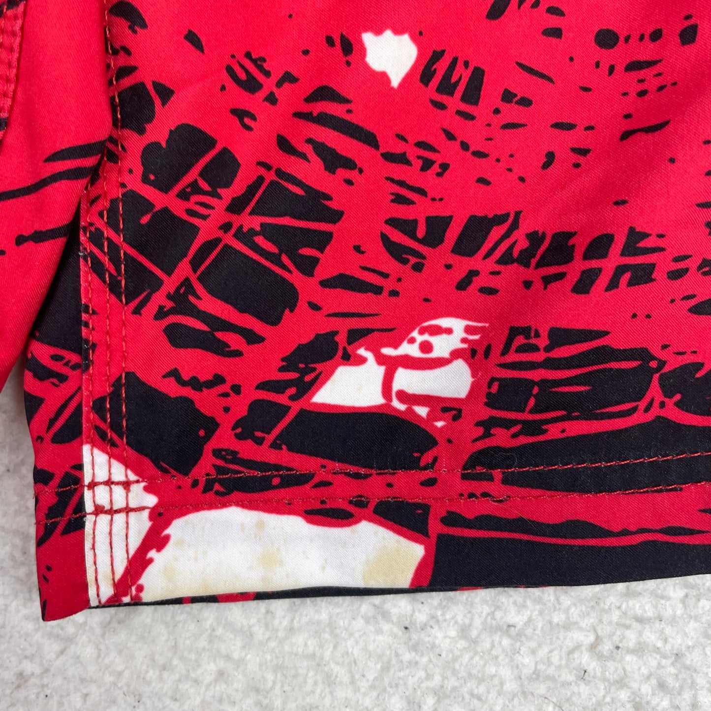 Oakley Red Black Graphic Print Board Shorts Swim Trunks