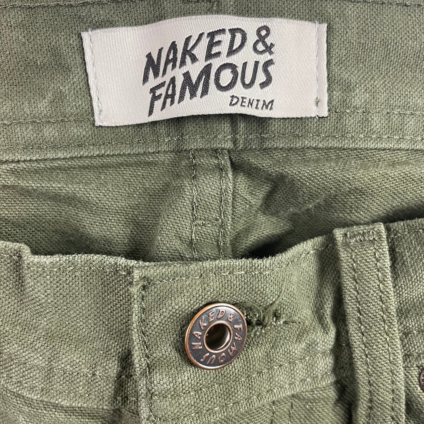 Naked & Famous Army Green Duck Selvedge Jeans