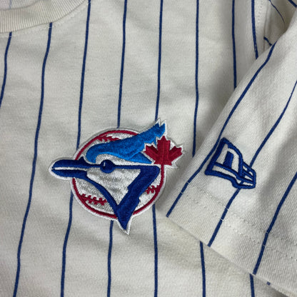 New Era Toronto Blue Jays Pinstripe T-Shirt Cream Blue