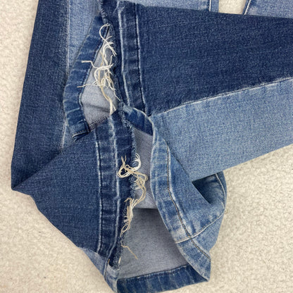 Gap Two-Tone Medium Indigo '70s Flare High Rise Panelled Jeans 28 Raw Hem