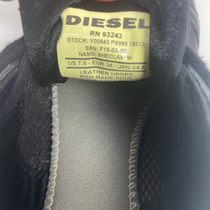 Y2K Diesel Black Leather Low Top Sneakers 7.5 Grunge Streetwear