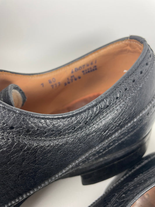 Vintage Trojan Super Wingtip Brogue Oxford Black Leather Shoes