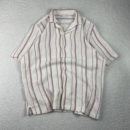 Zara Knit Waffle Ribbed Resort Button Up Shirt