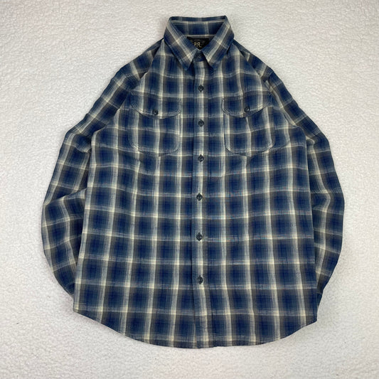 RRL Ralph Lauren Button Up Blue Flannel Shirt