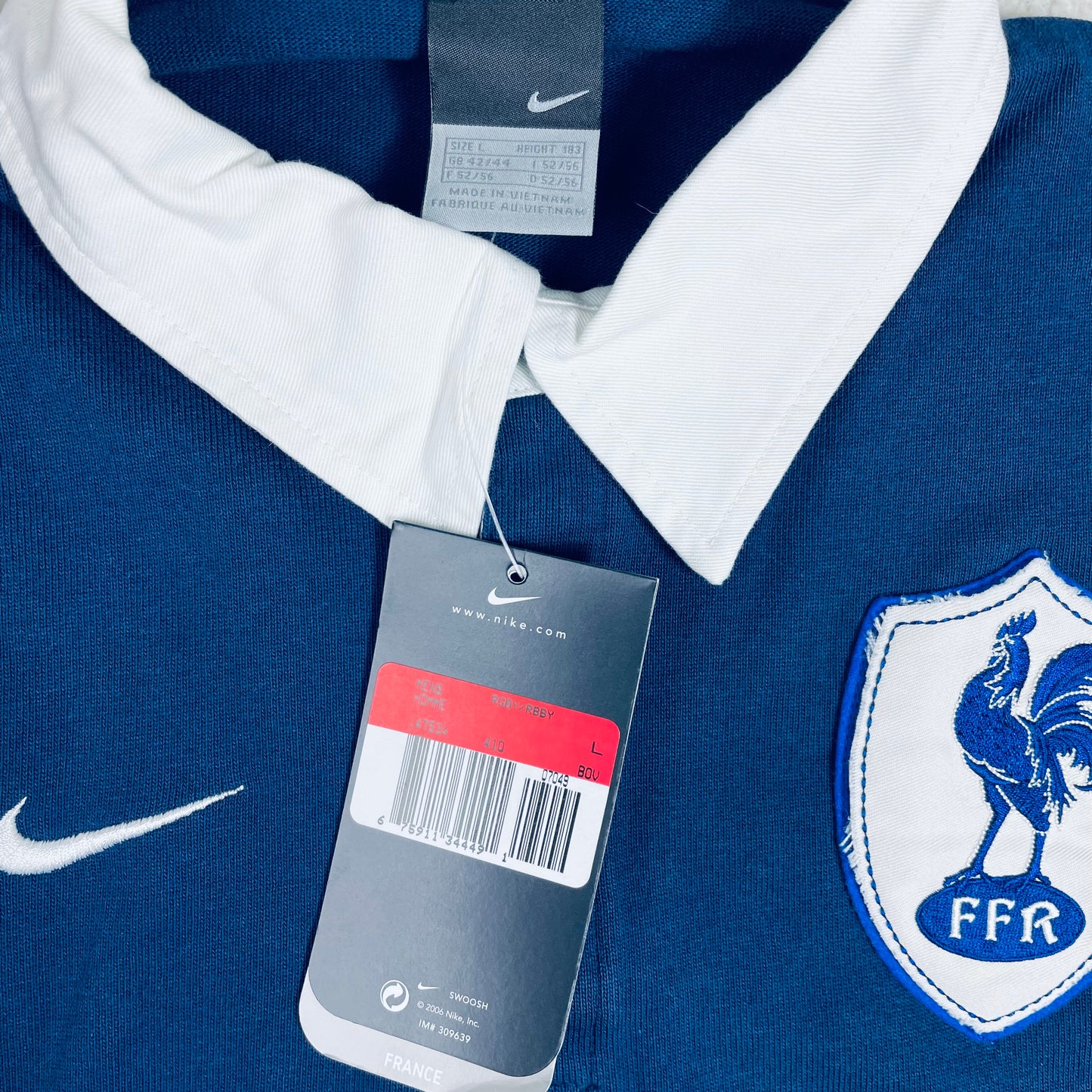 Deadstock Nike France Navy Blue Long Sleeve Rugby Polo