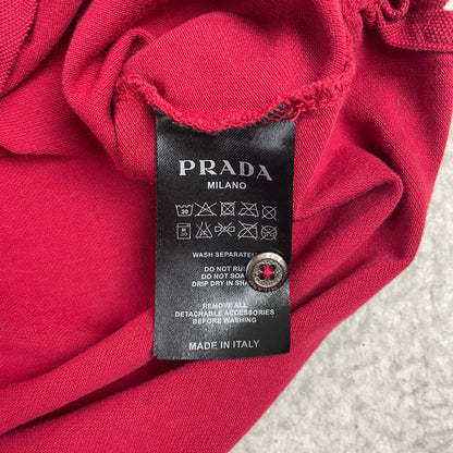 Prada Milano Red Short Sleeve Polo Shirt with Logo Patch