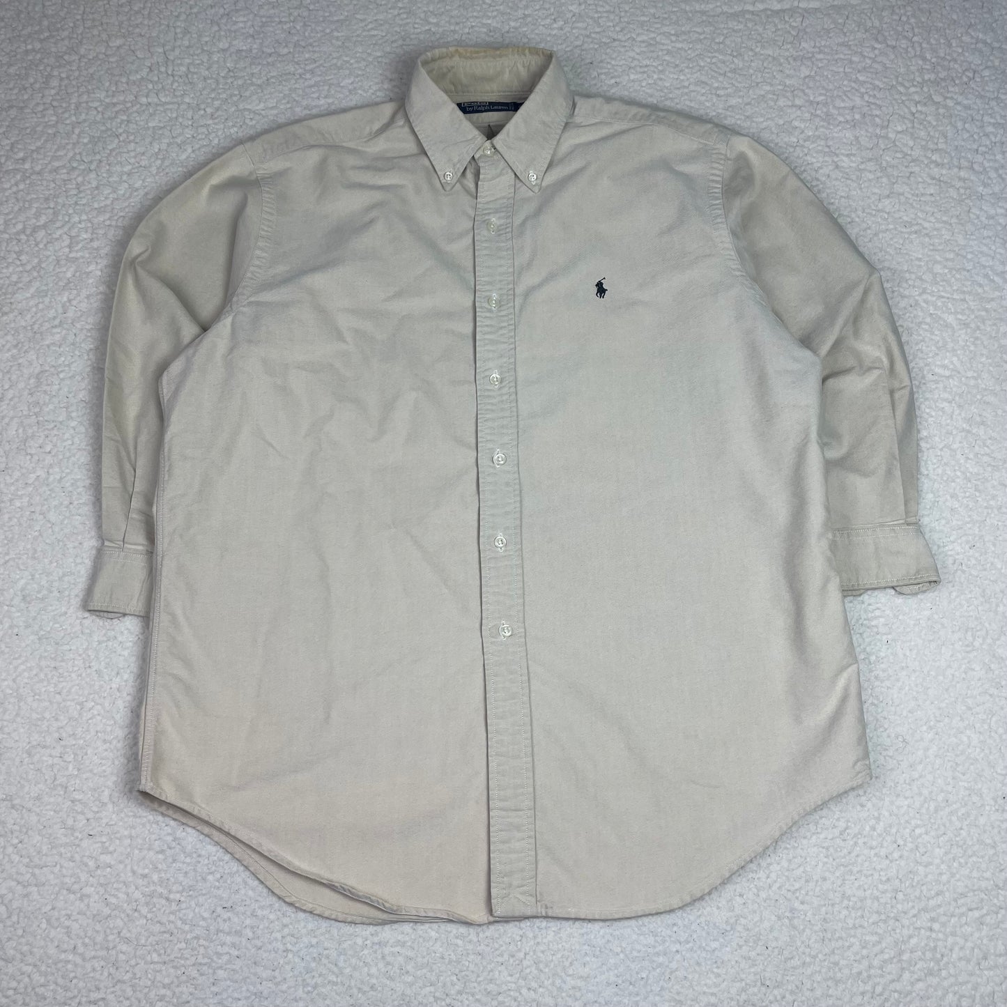 Vintage Ralph Lauren Polo Off White Khaki Button Up Long Sleeve Shirt