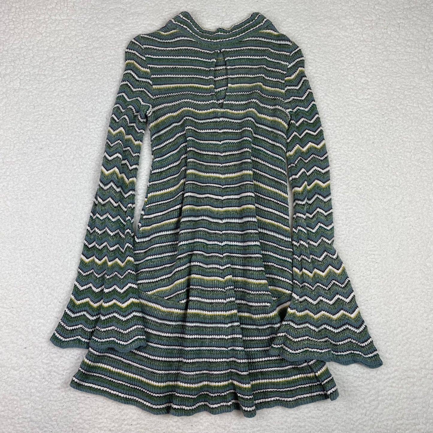 Free People Boho Zig Zag Striped Bell Sleeve Sweater