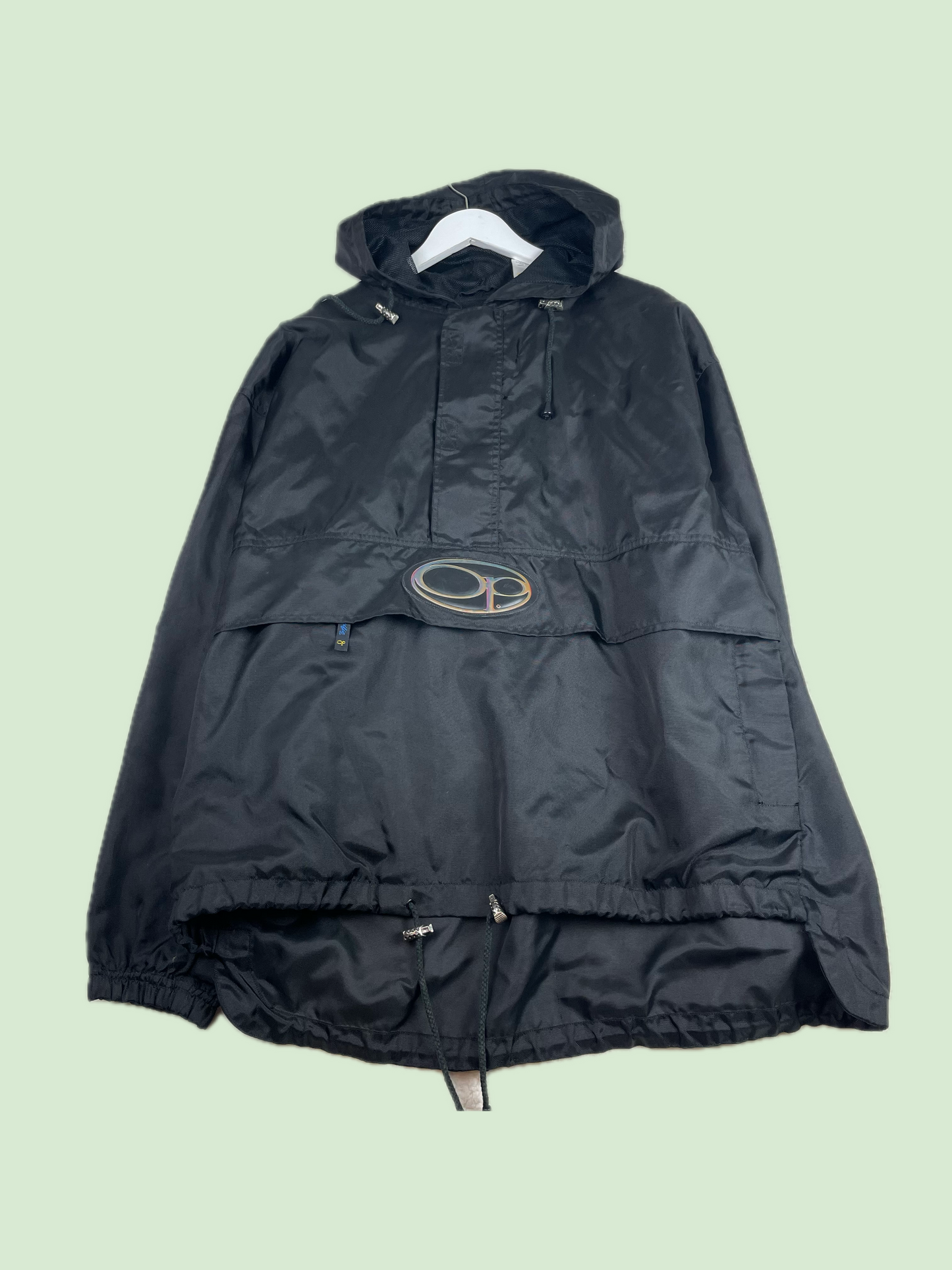 Ocean Pacific OP Black Iridescent Logo Hooded Anorak Jacket