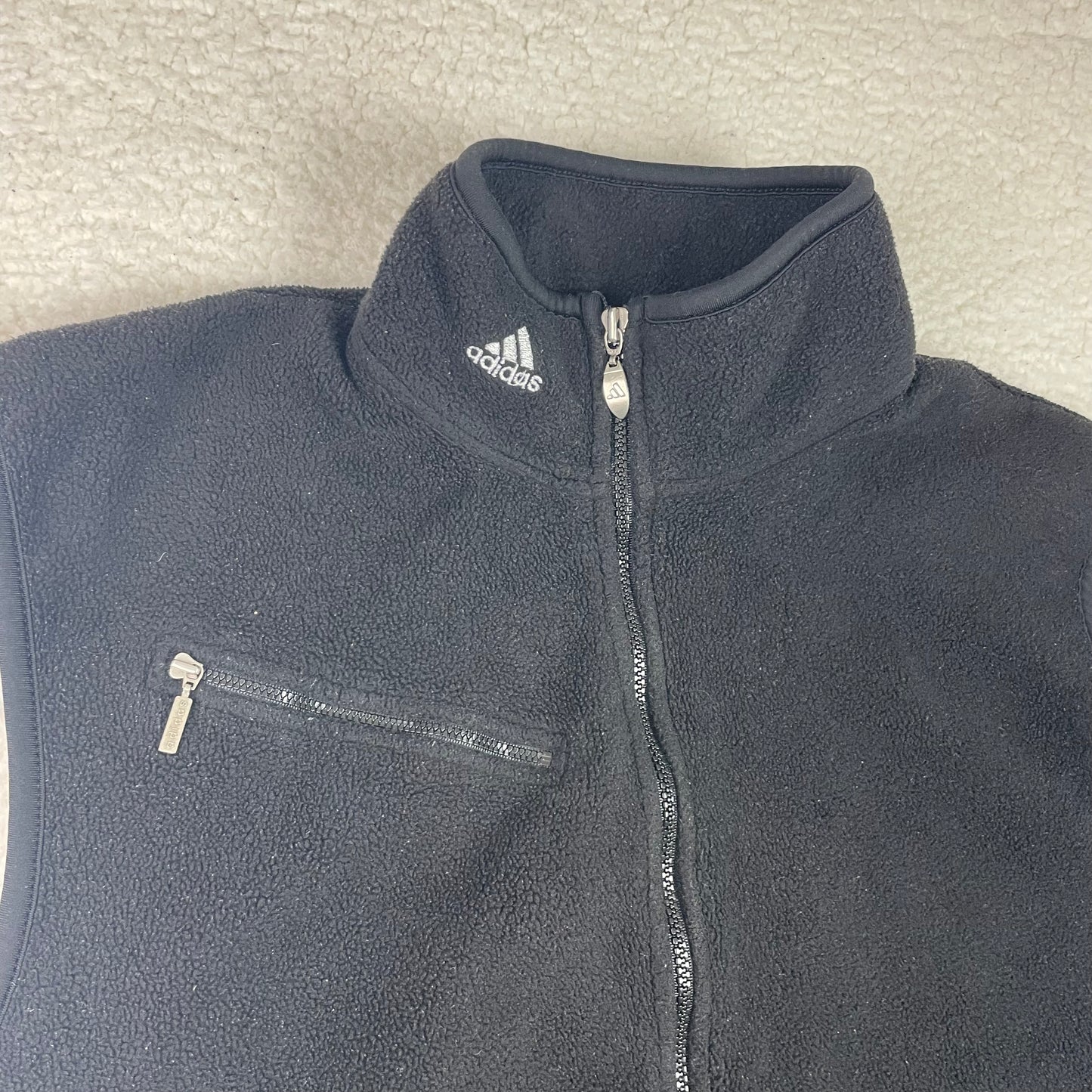 Vintage Adidas Black Zip Up Fleece Vest