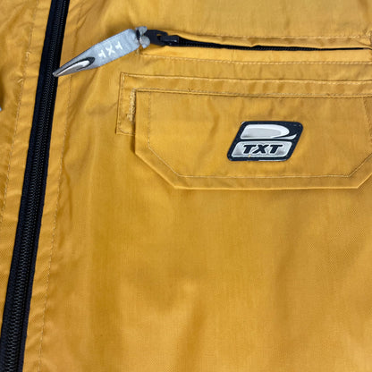 Y2K TXT Yellow Nylon Utility Gorpcore Multi-Pocket Full Zip Vest M