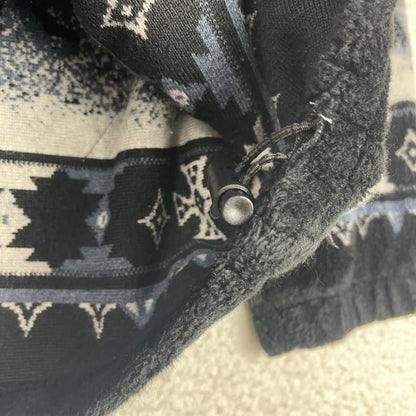 Vintage Blue Horse Nature Deep Pile Fleece Full Zip Jacket L