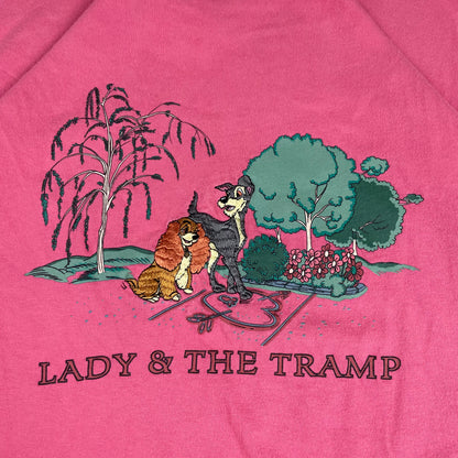 Vintage Disney Pink Lady & The Tramp Embroidered T-Shirt L USA Made