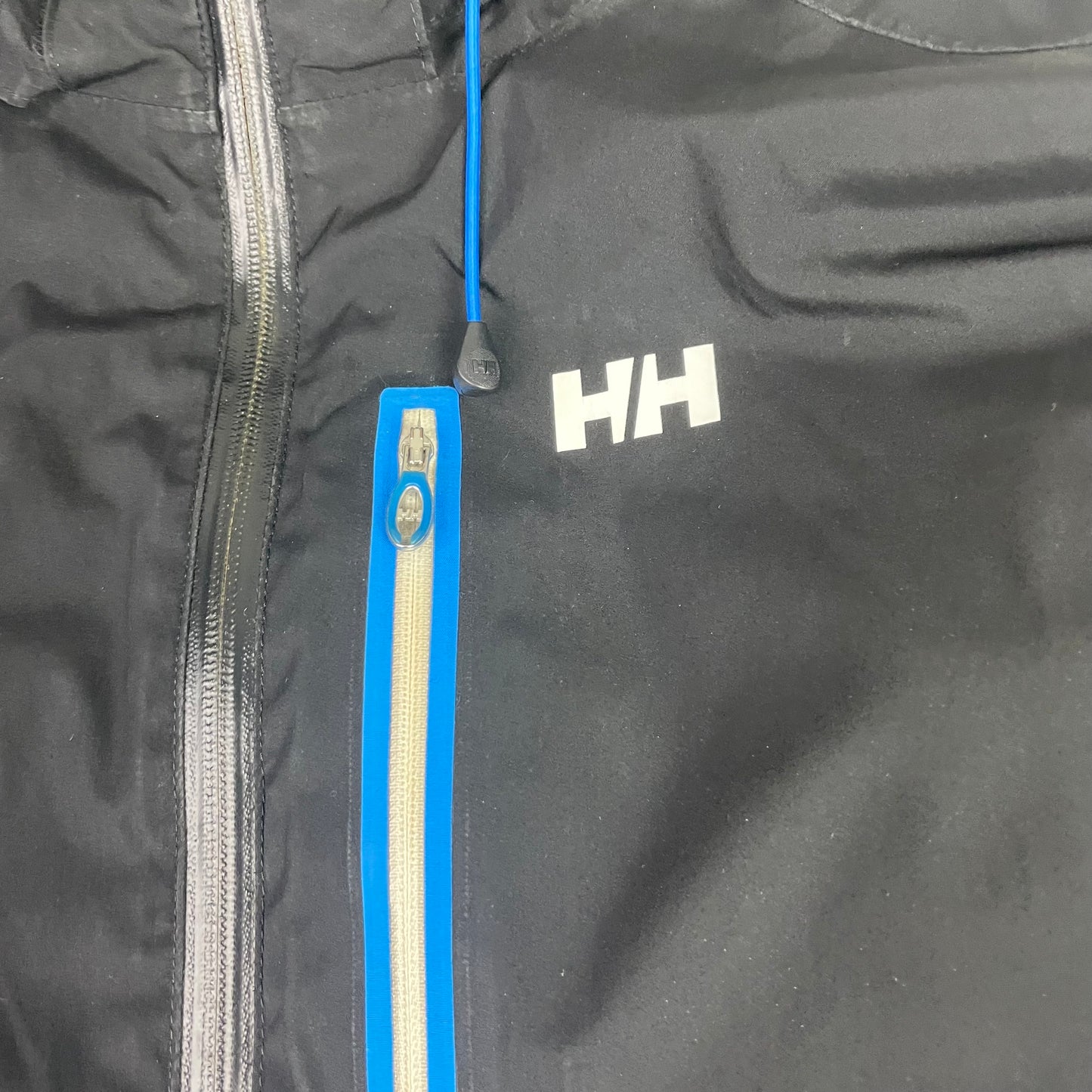 Helly Hansen Black Hooded Technical Jacket Blue Trim