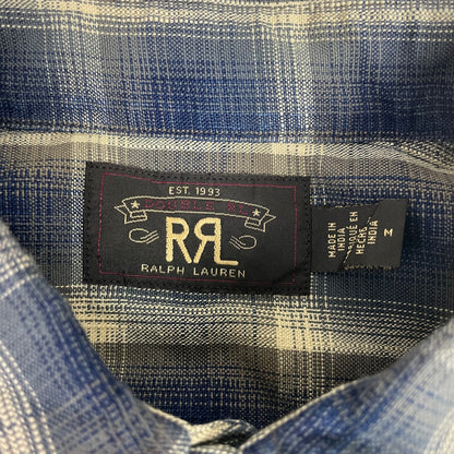RRL Ralph Lauren Button Up Blue Flannel Shirt