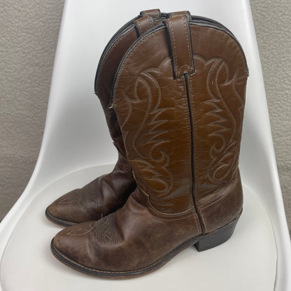 Vintage Laredo Roper Brown Genuine Leather Cowboy Boots