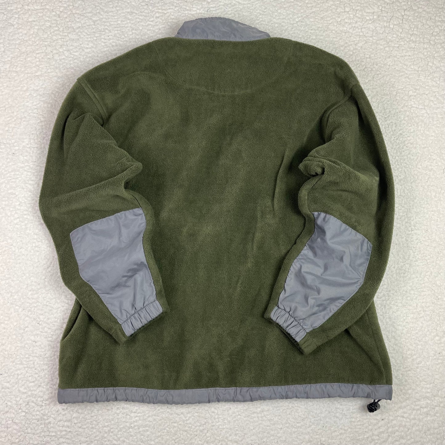 Vintage Sage Green Mixed Material Zip Up Fleece Jacket