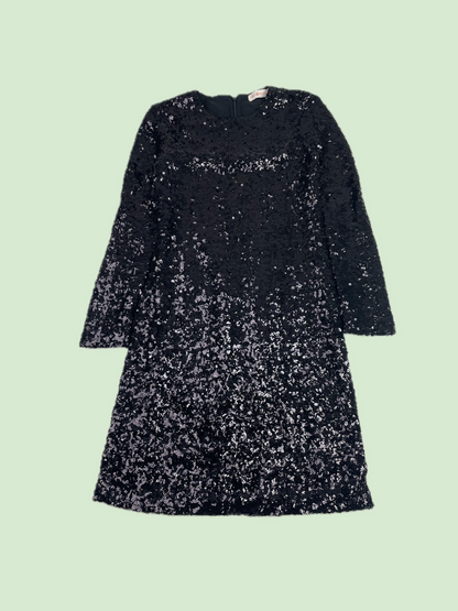 Tory Burch Black Sequined Long Sleeve Mini Dress