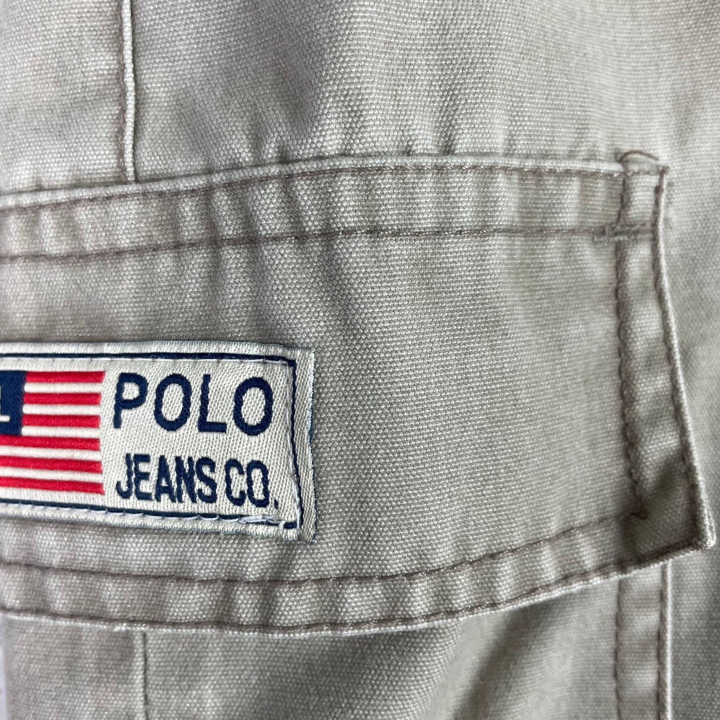 Polo Jeans Co. Khaki Cargo Shorts Vintage RL Flag Tan