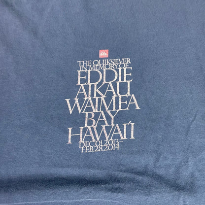 Quiksilver Blue Eddie Aikau Waimea Bay Hawaii Surf Graphic Shirt (XL)