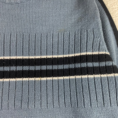 Vintage Stripe Ribbed Chunky Knit Blue Sweater