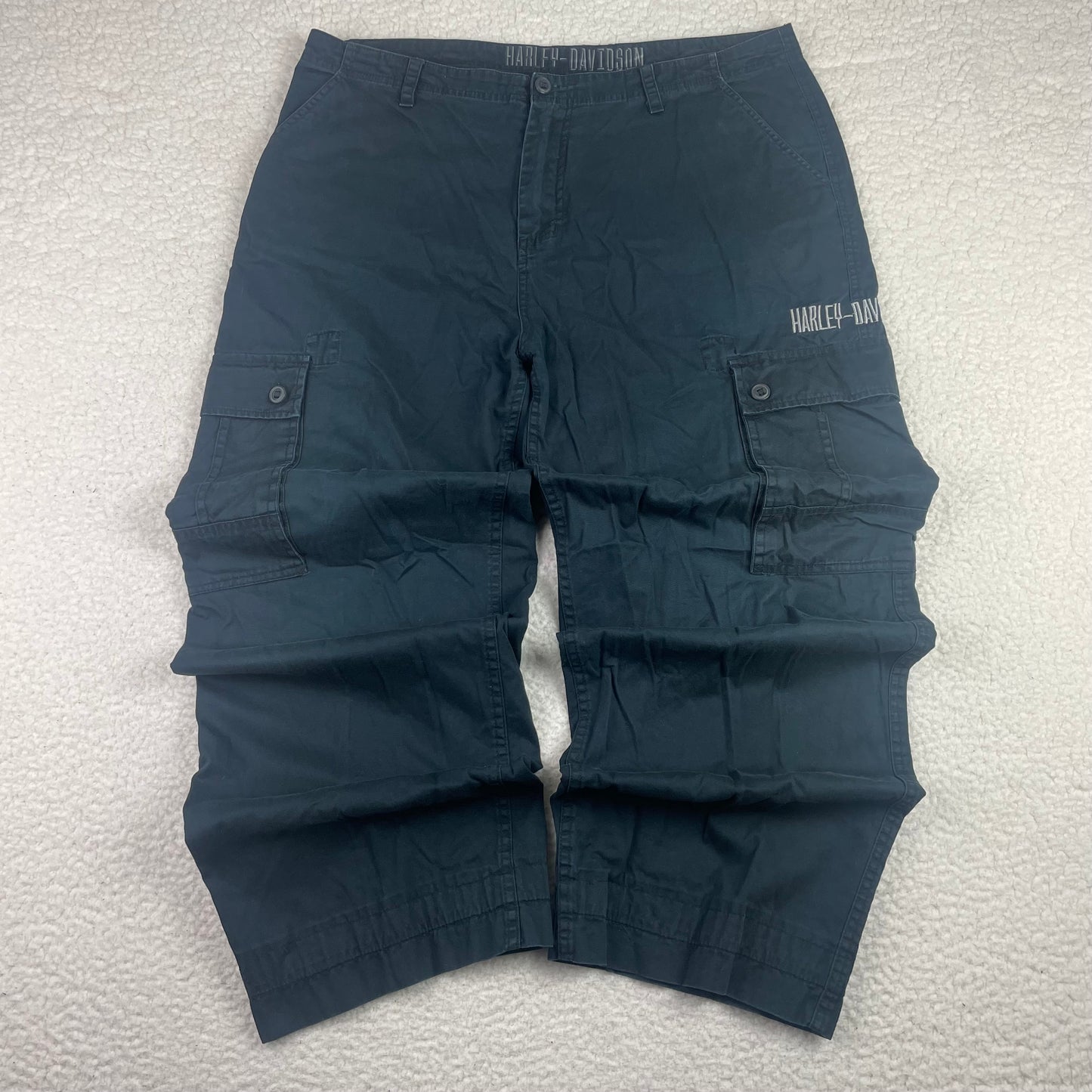 Vintage Harley Davidson Baggy Charcoal Black Cargo Pants