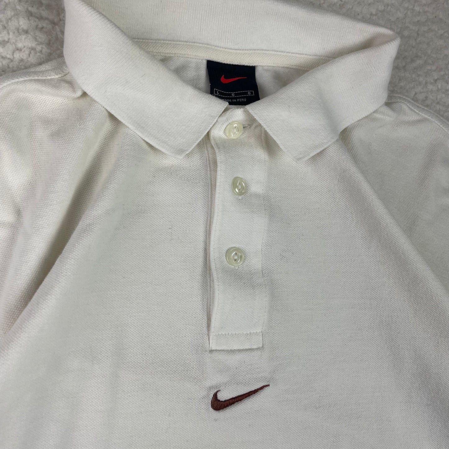 Vintage Nike Center Logo Cream White Polo