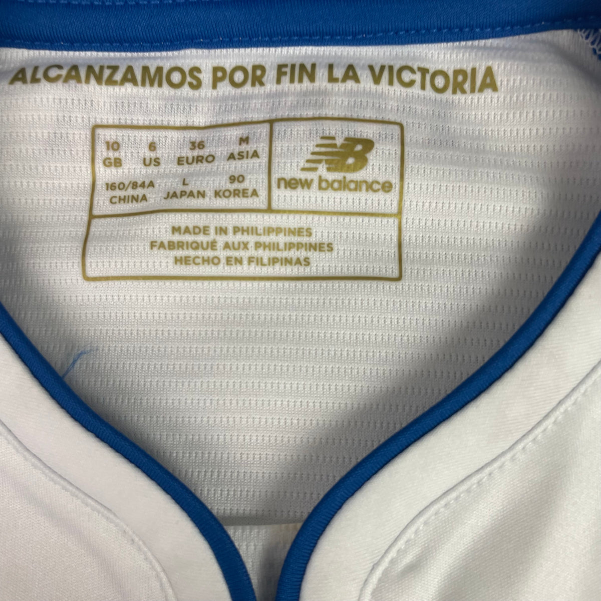New Balance Panama FEPAFUT White Blue Geometric Soccer Jersey S