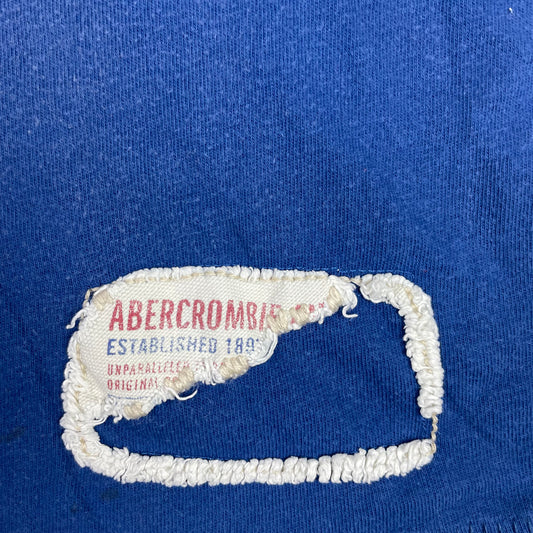Vintage Abercrombie & Fitch Blue Distressed Muscle Logo Shirt L Single Stitch