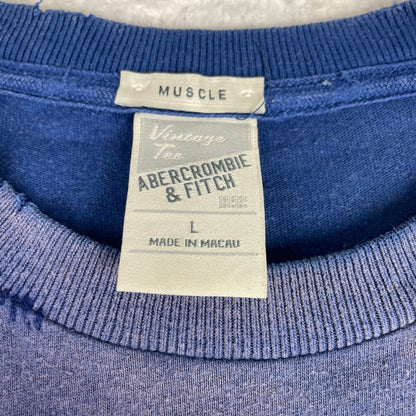 Vintage Abercrombie & Fitch Blue Distressed Muscle Logo Shirt L Single Stitch