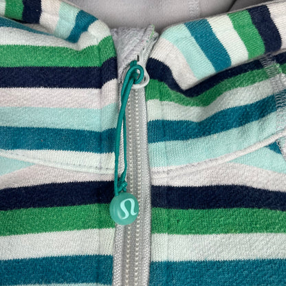 Lululemon Green Stripe Scuba Full Zip Hoodie 4 Athleisure Rare