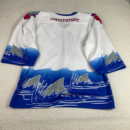 Vintage Projoy Columbus Landsharks Lacrosse Graphic Hockey Jersey XL