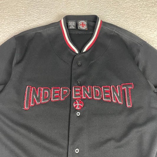 Independent Truck Company Black Red Striped Baseball Jersey L Skate Street