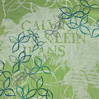 Y2K Calvin Klein Jeans Lime Green Floral Shirt XL Gilmore Girls Rachel Core