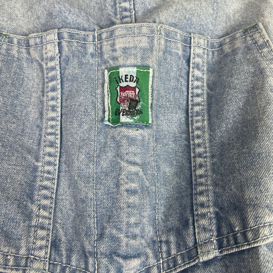 Vintage Ikeda Light Wash Denim Shortalls Overalls (32) Y2K Baggy Artsy