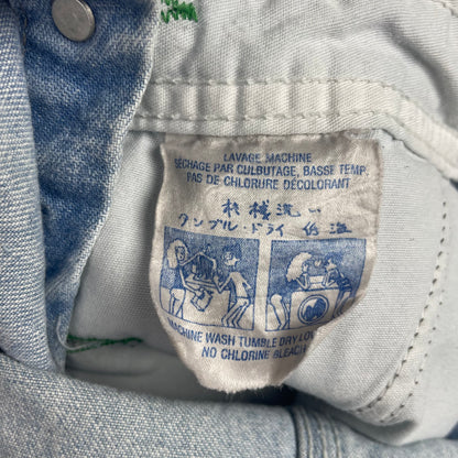 Vintage Ikeda Light Wash Denim Shortalls Overalls (32) Y2K Baggy Artsy