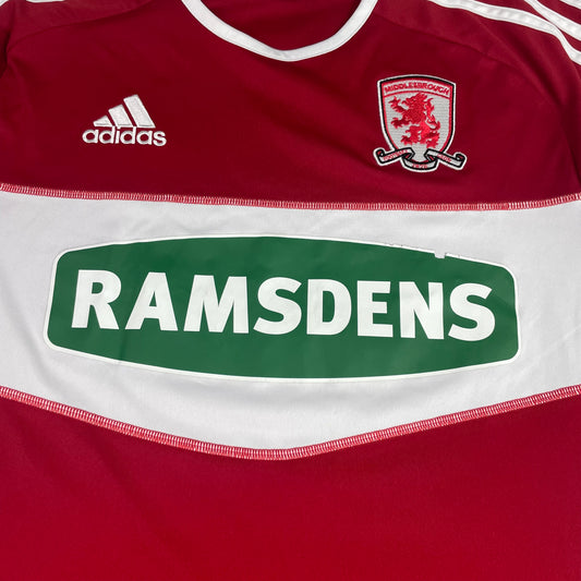 Adidas Red White Middlesbrough FC Ramsdens Football Jersey M Bloke Soccer