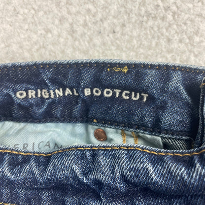 American Eagle Blue Denim Bootcut Baggy Jeans 34x32 Dark Wash Whisker