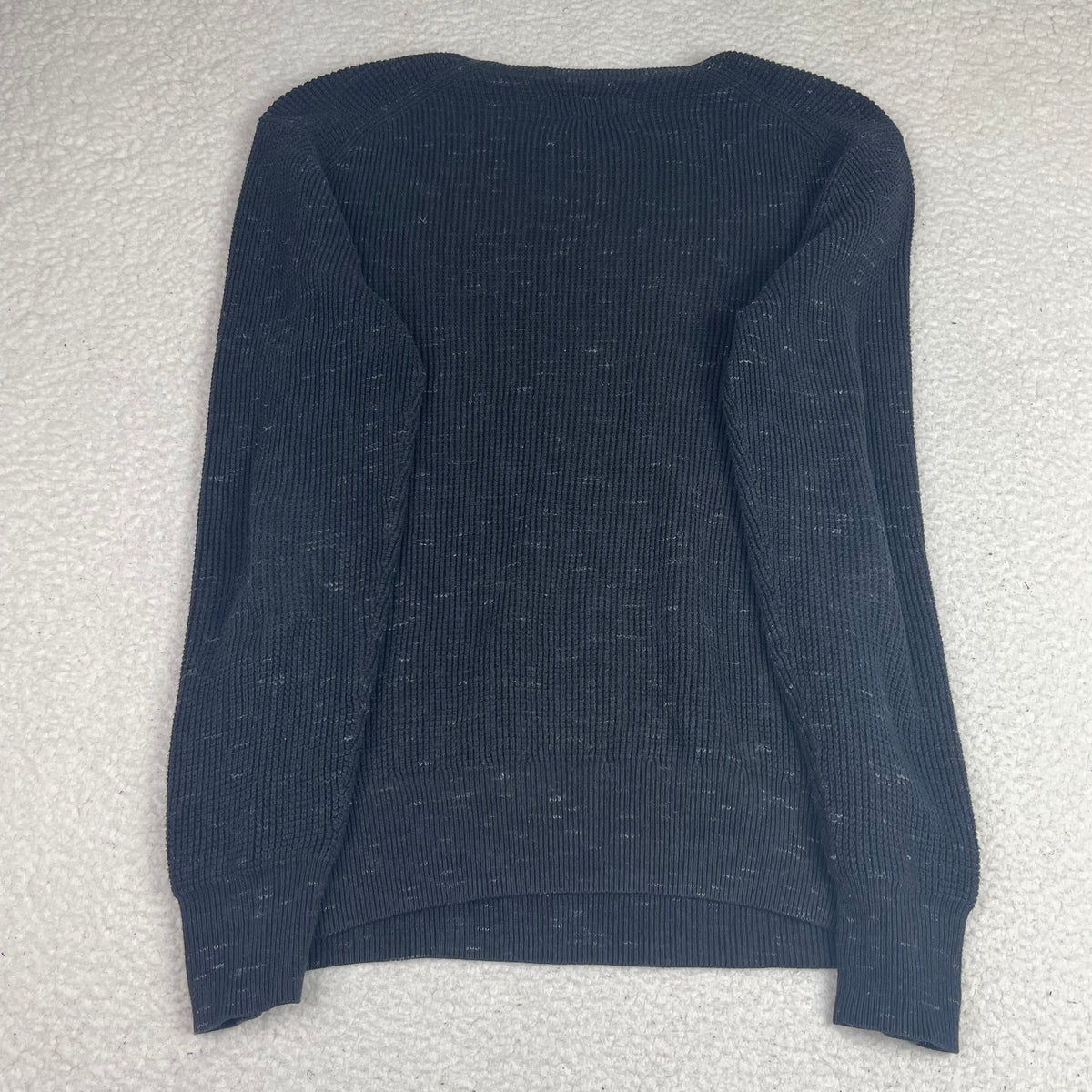 All Saints Charcoal Textured Waffle Knit Ramskull Sweater Medium Minimalist