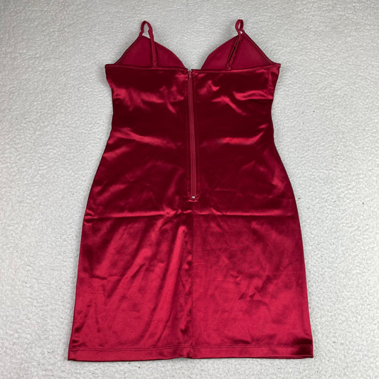 Y2K Wet Seal Red Satin Corset Mini Dress S Coquette Bodycon Party