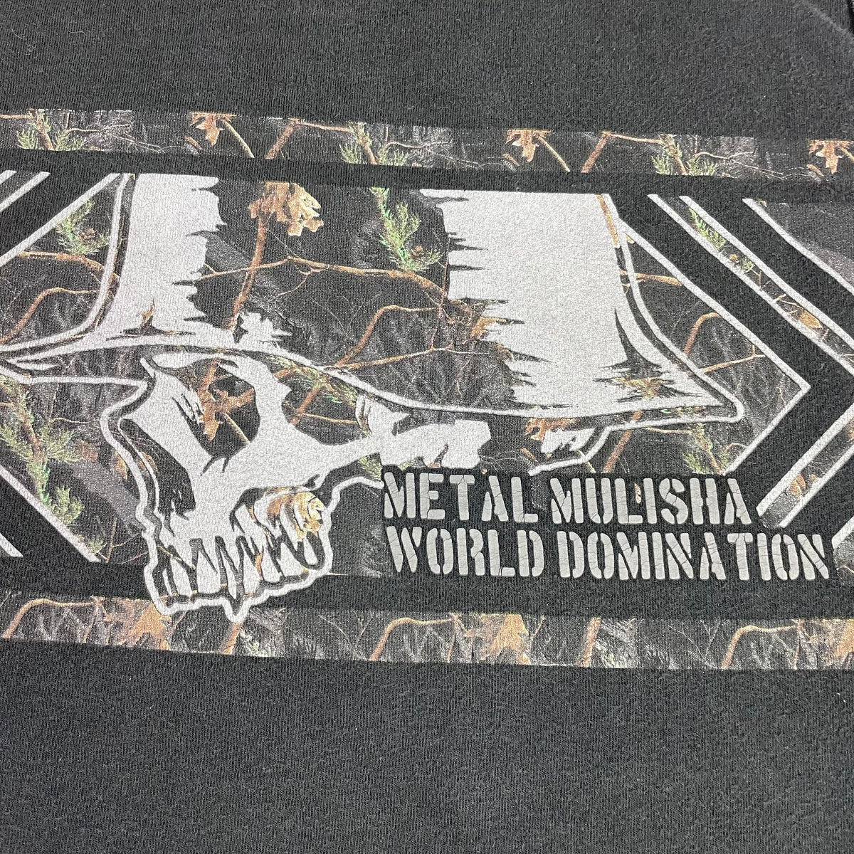 Y2K Metal Mulisha Black Camo Skull World Domination Tank Top (L) Grunge