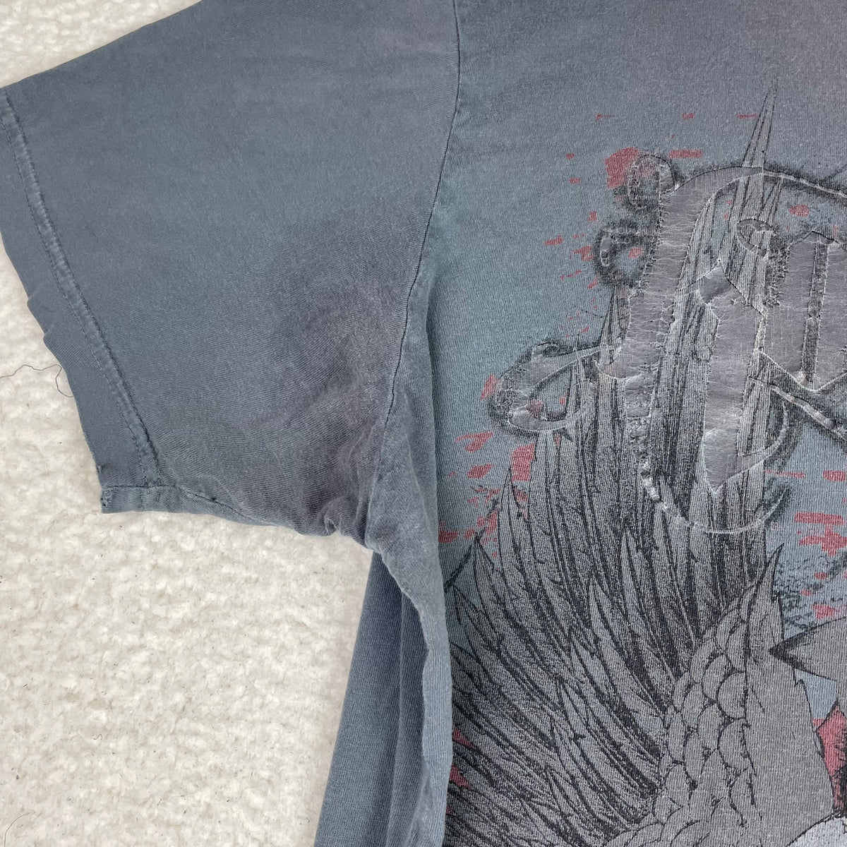 Y2K Hostility Grey Skull Wings Roses Graphic Shirt XL Grunge Metal Street