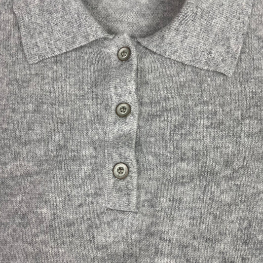 Pilcro Grey Pure Cashmere The Jensen Polo Sweater (M) Minimalist Letterpress