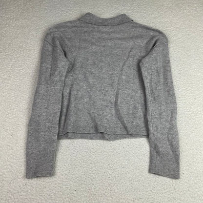 Pilcro Grey Pure Cashmere The Jensen Polo Sweater (M) Minimalist Letterpress