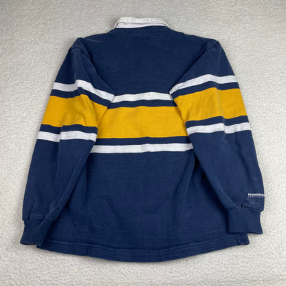 Vintage Barbarian Navy Blue Yellow Stripe RCMP Rugby Polo L Preppy Bloke