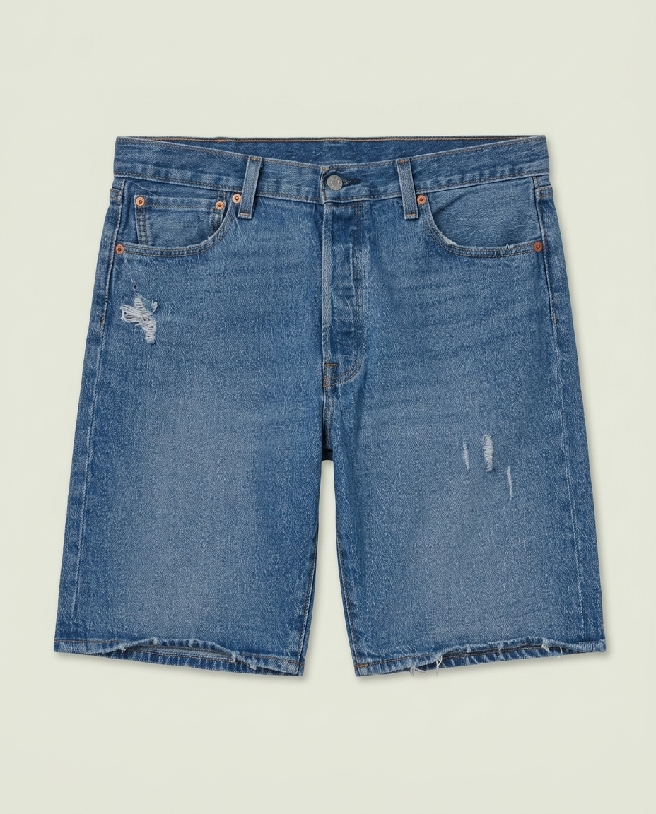 Levi's Blue Denim 501 XX Jean Shorts 34 Distressed Western Grunge