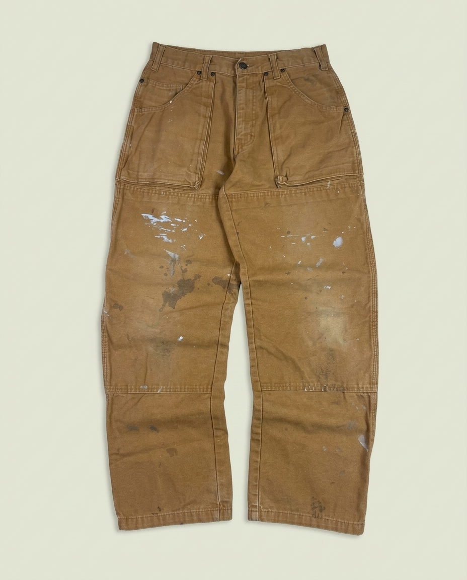 Dickies Tan Double Knee Carpenter Pants 30x30 Paint Splatter Distressed