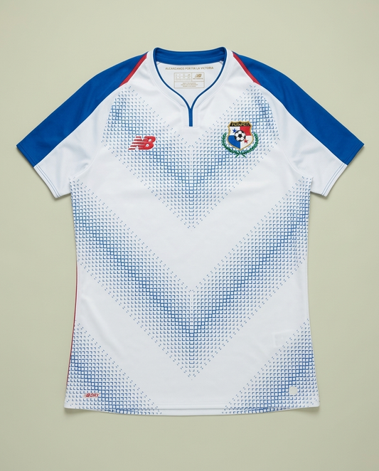 New Balance Panama FEPAFUT White Blue Geometric Soccer Jersey S