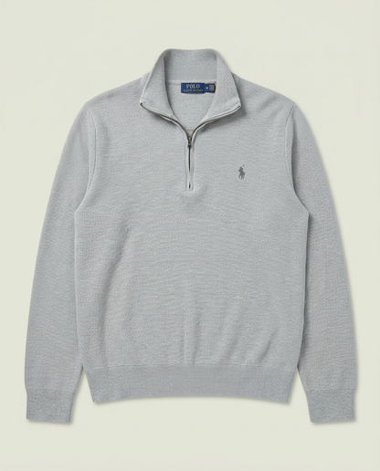 Polo Ralph Lauren Grey Textured 1/4 Zip Up Sweater L Quiet Luxury Preppy