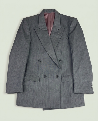 Vintage Givenchy Monsieur Grey Virgin Wool Double Breasted Blazer 42